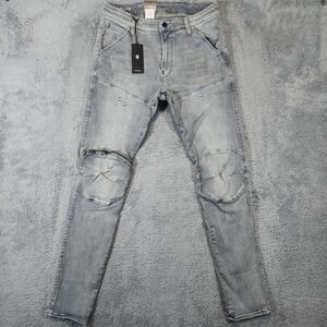G Star RAW 5620 3D Zip Knee Skinny Jeans Mens 34x34 Vintage Grey Destroyed NWT
